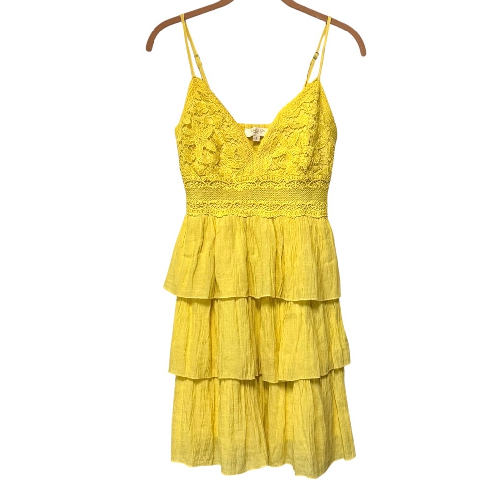 Rebellion Again crochet gauze tier lined sun dress EUC